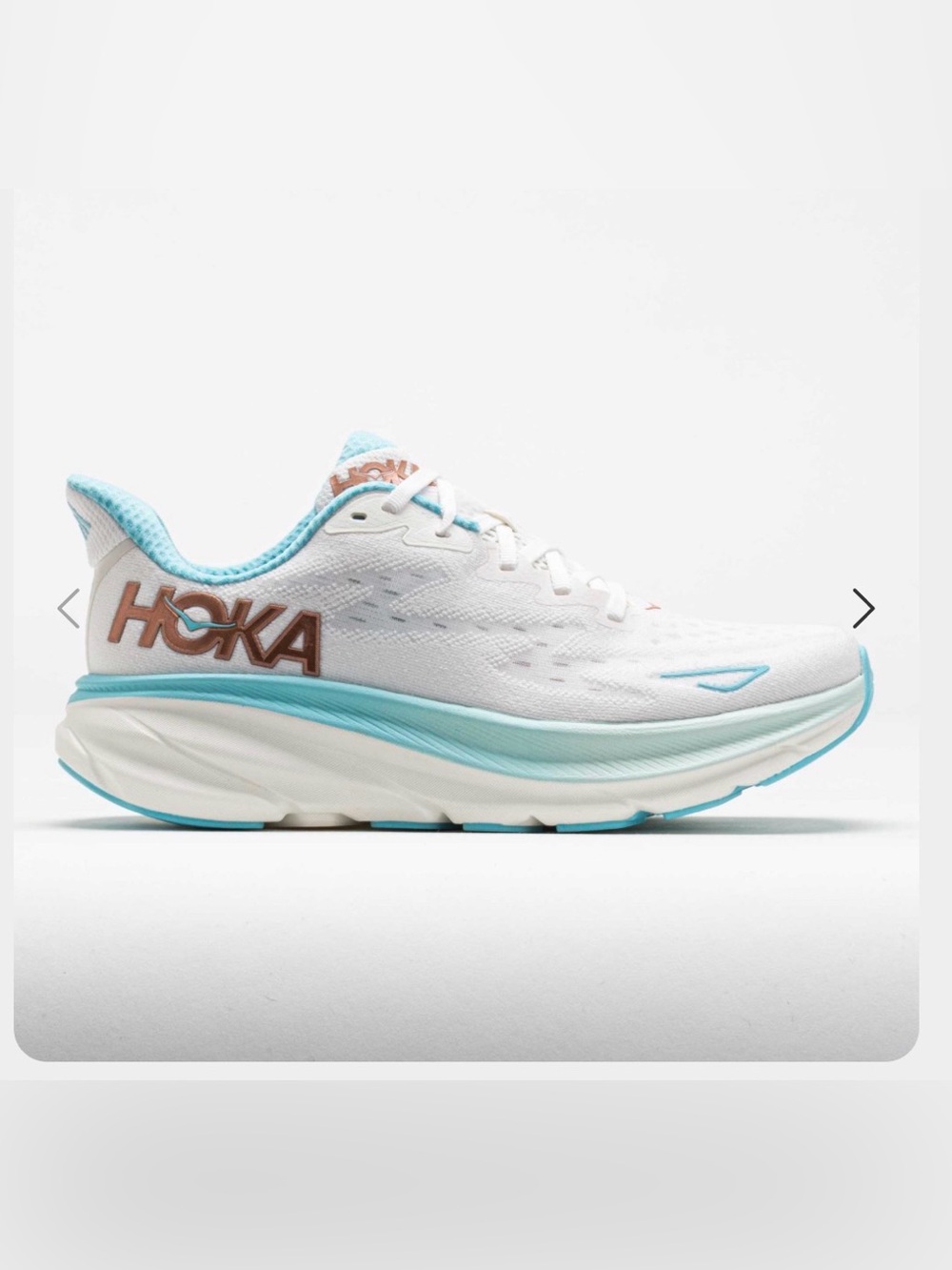 HOKA Women's Clifton 9 White & Light Blue Running Shoes